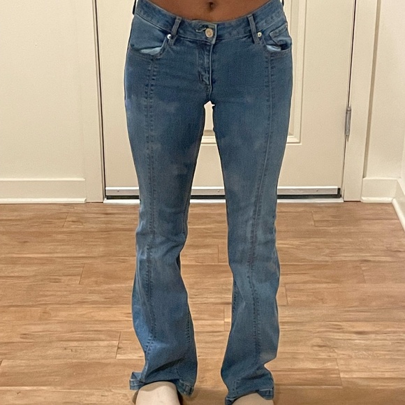 Blue Denim Flare Jeans - Picture 3 of 4